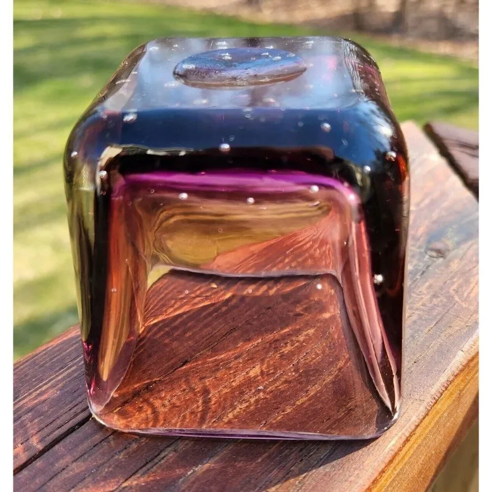 Carl Erickson Purple Sommerso Bullicante Glass Controlled Bubble Cigarette Vase